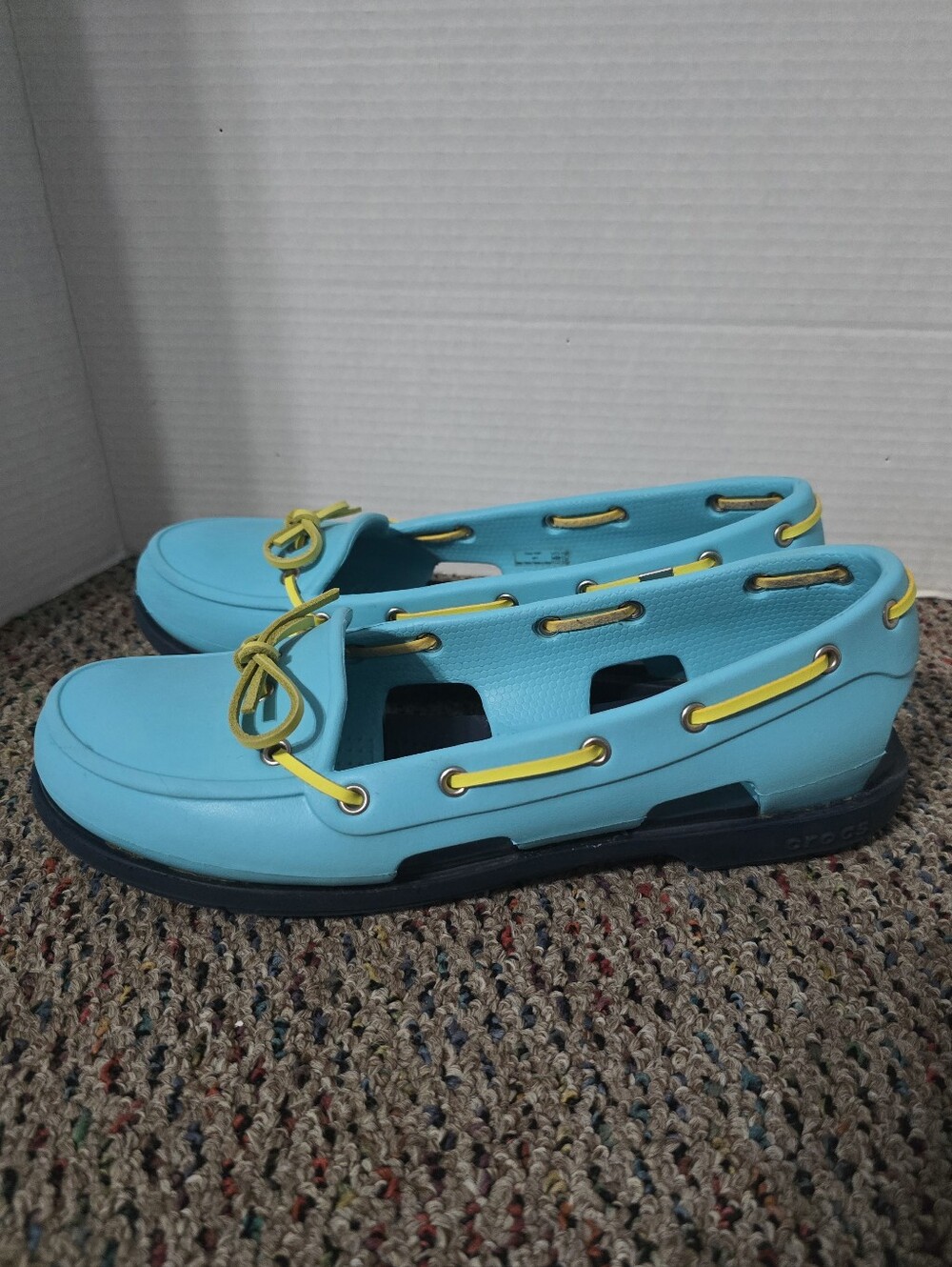 Crocs Boat Shoes Sandals # 14261 Women's 11 Blue Yellow - Picture 7 of 9